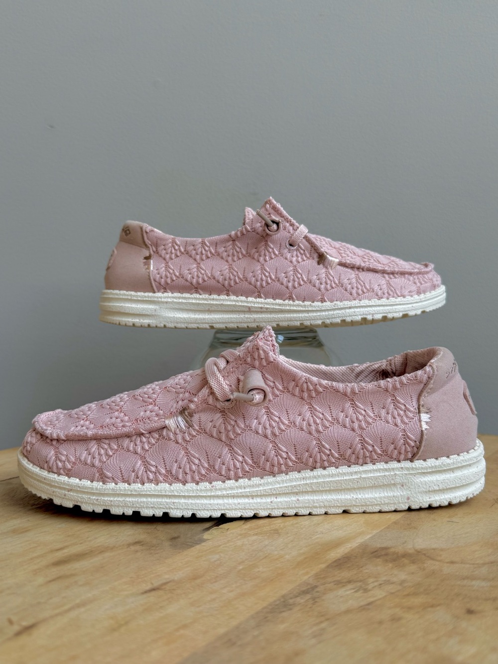 HEYDUDE Wendy Boho Stretch Fluer Quartz Pink Slip On Loafer Shoes Size 9 - Picture 3 of 11